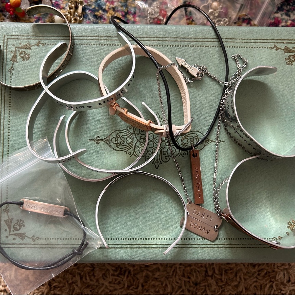 HUGE LOT 12 pieces stamped cuffs and bracelets plus necklaces